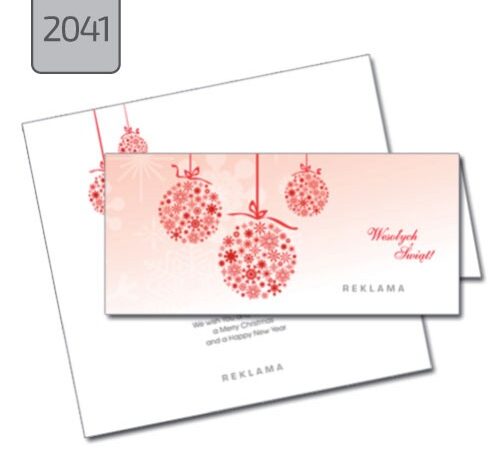 kartka świąteczna czerwone bombki 2041 składana pozioma