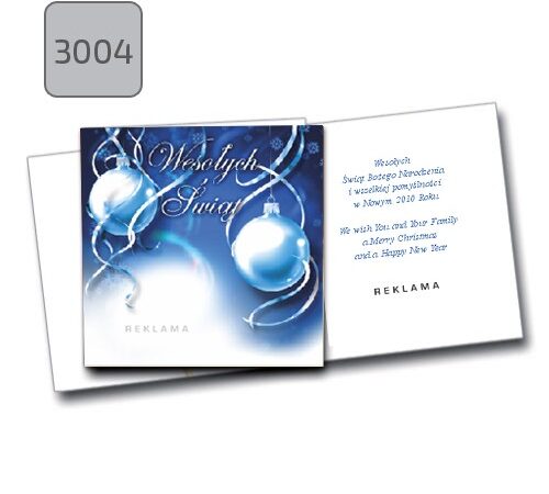 kartka świąteczna dla firm z życzeniami 3004 niebieska składana kwadratowa