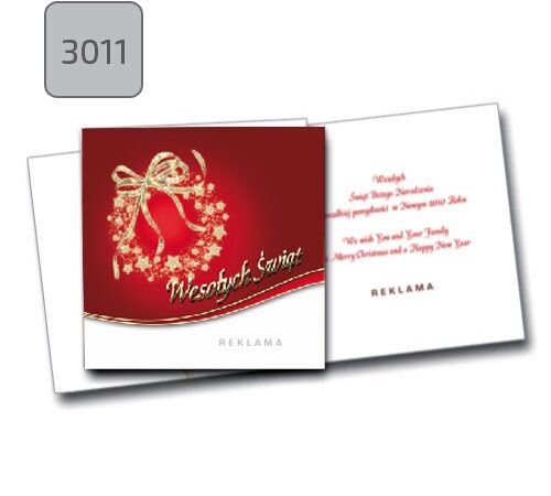 kartka firmowa świąteczna 301 czerwona składana kwadrat