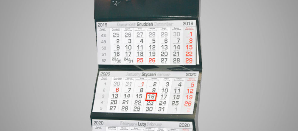 Kalendarz trójdzielny klasyczny CHEMBUD