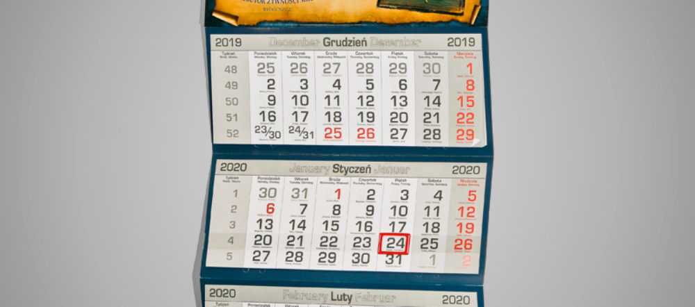 Kalendarz trójdzielny klasyczny KLAR